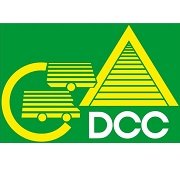 Logo verde e giallo con camion e triangolo, testo DCC.
